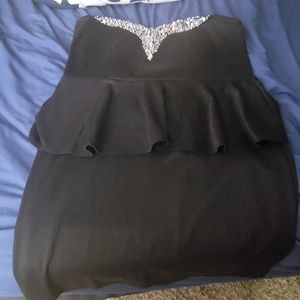 Strapless dress with rhinestone top